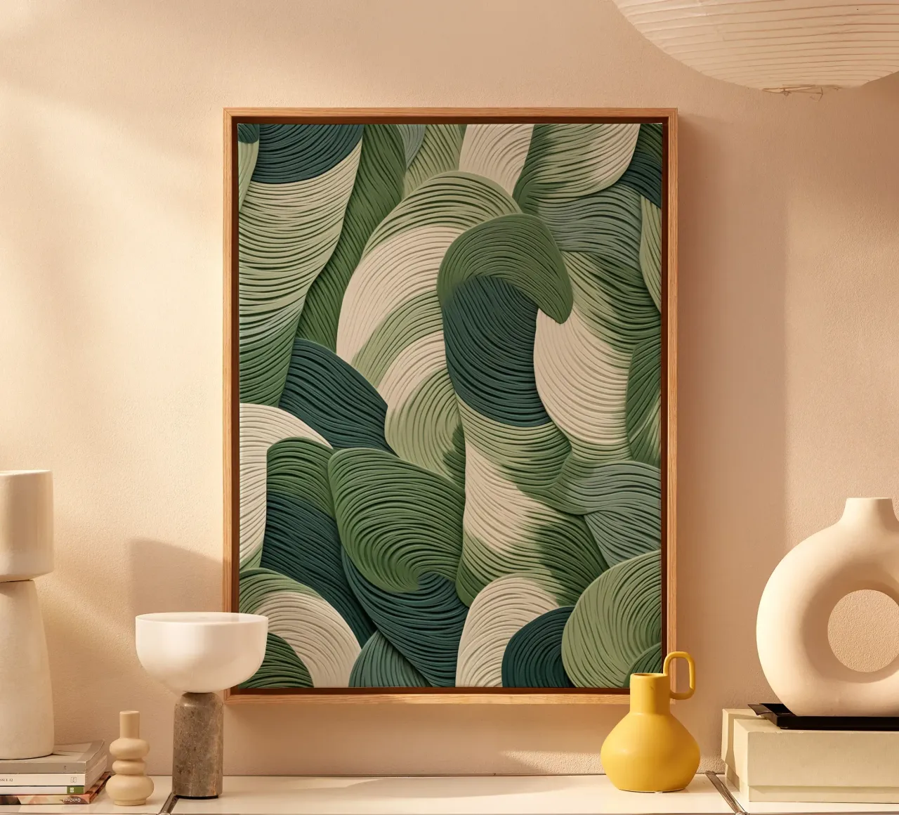 Green leaves Whirl canvas by Carinaprint