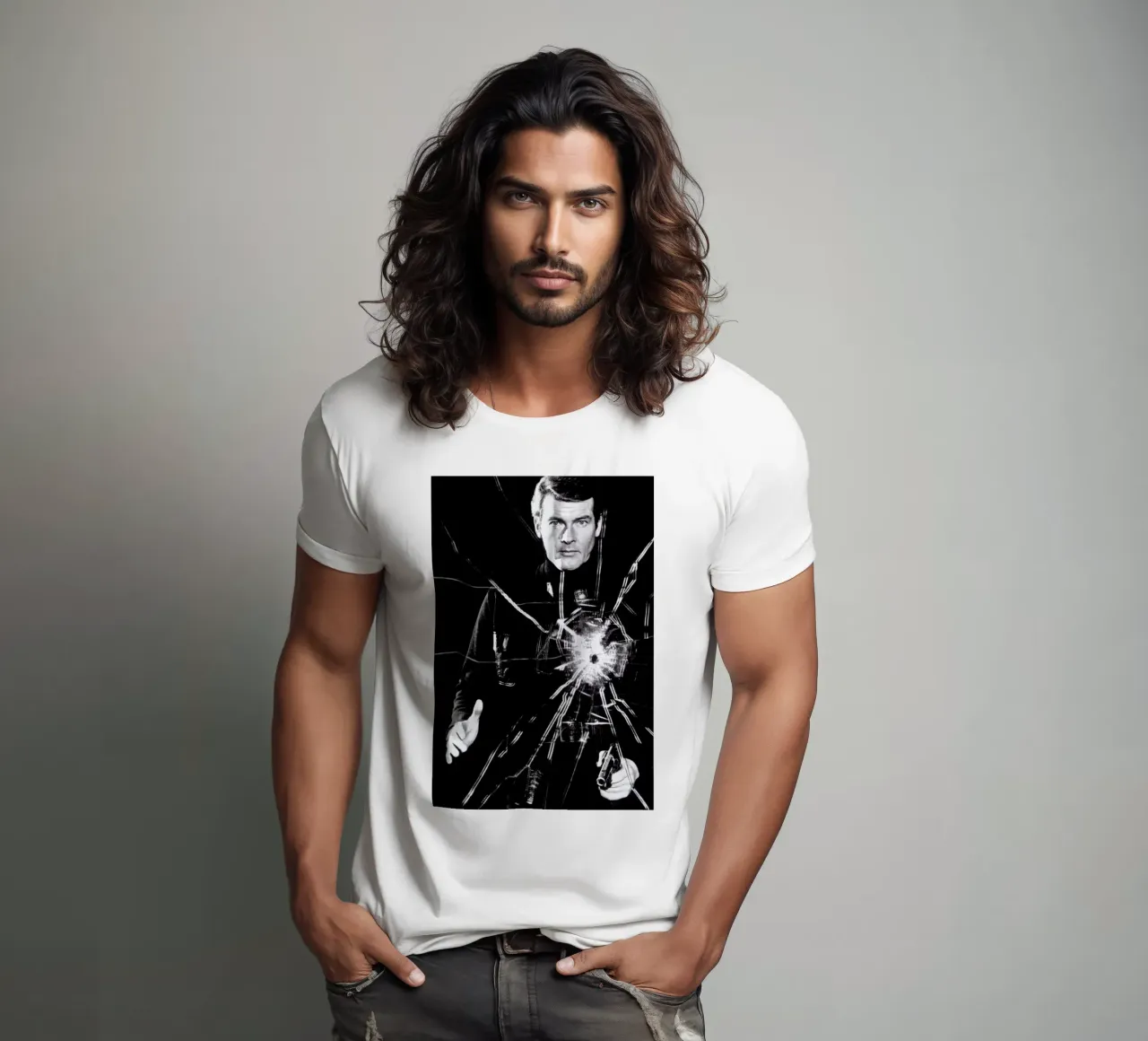 Roger Moore in 'Live and Let Die' t-shirt da Gallery Print and Art Limited