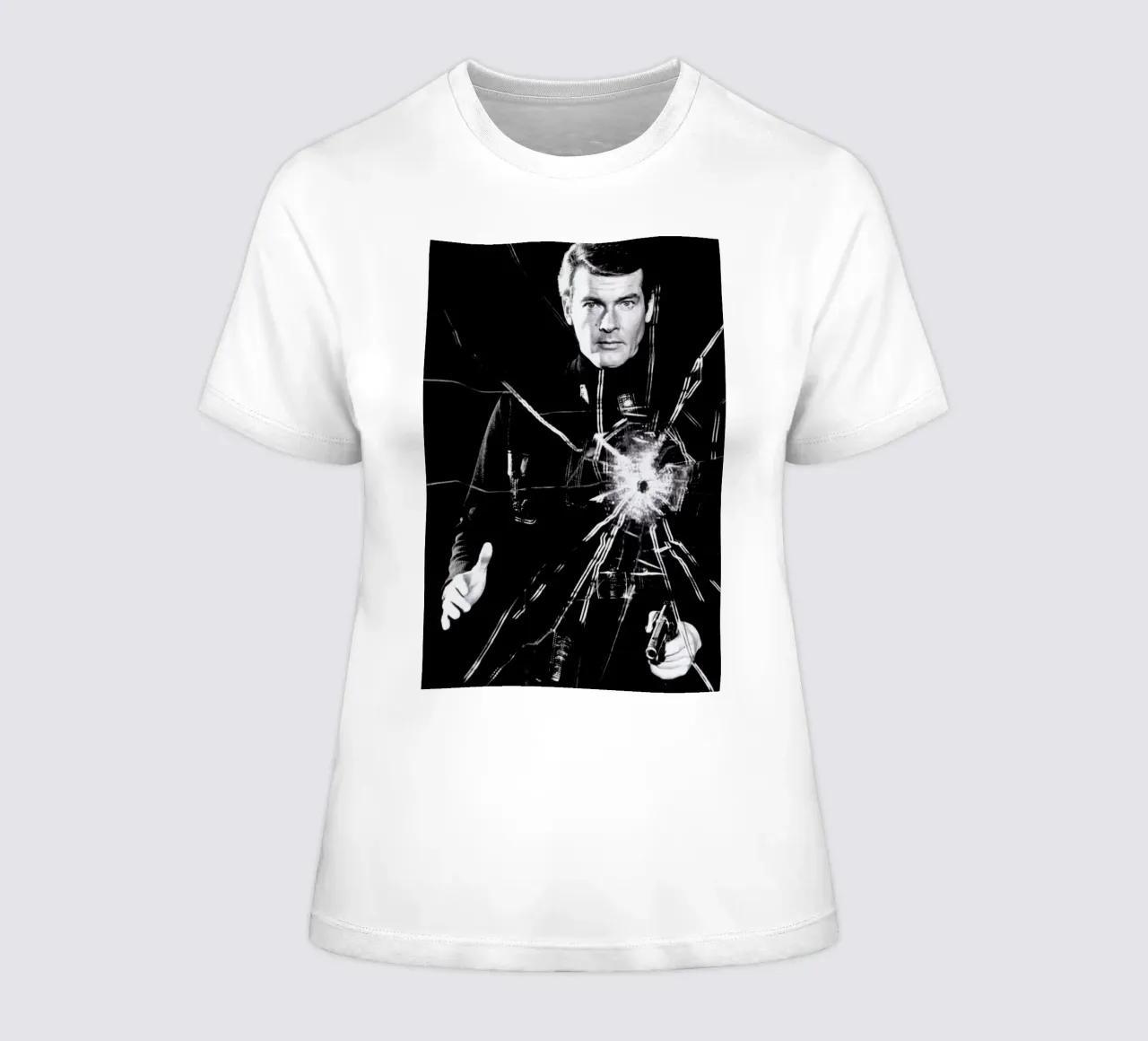 Roger Moore in  'Live and Let Die' t-shirt da donna da Gallery Print and Art Limited