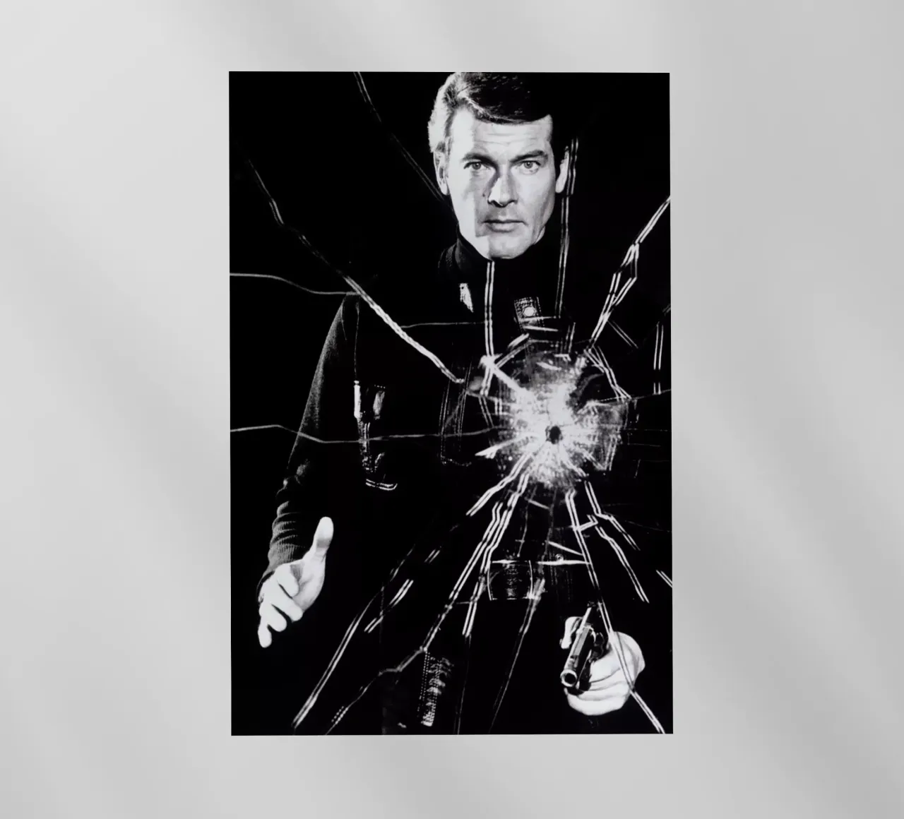 Roger Moore in  'Live and Let Die' pellicola backlit da Gallery Print and Art Limited