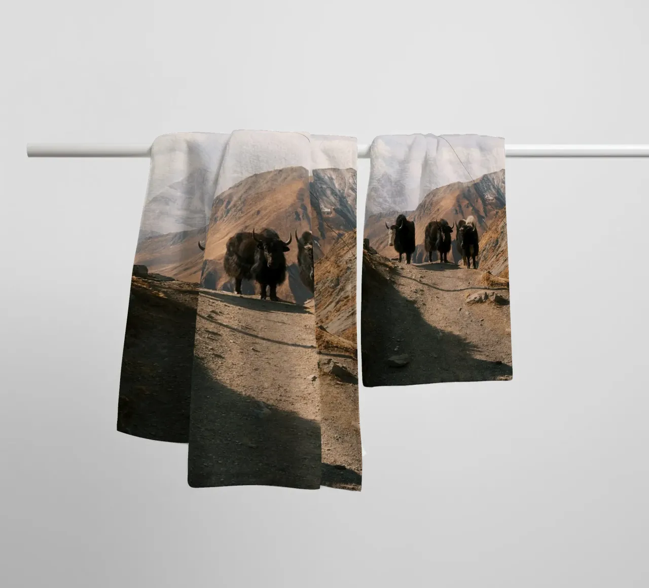 Yaks of the High Himalayas towel by FujiPrints