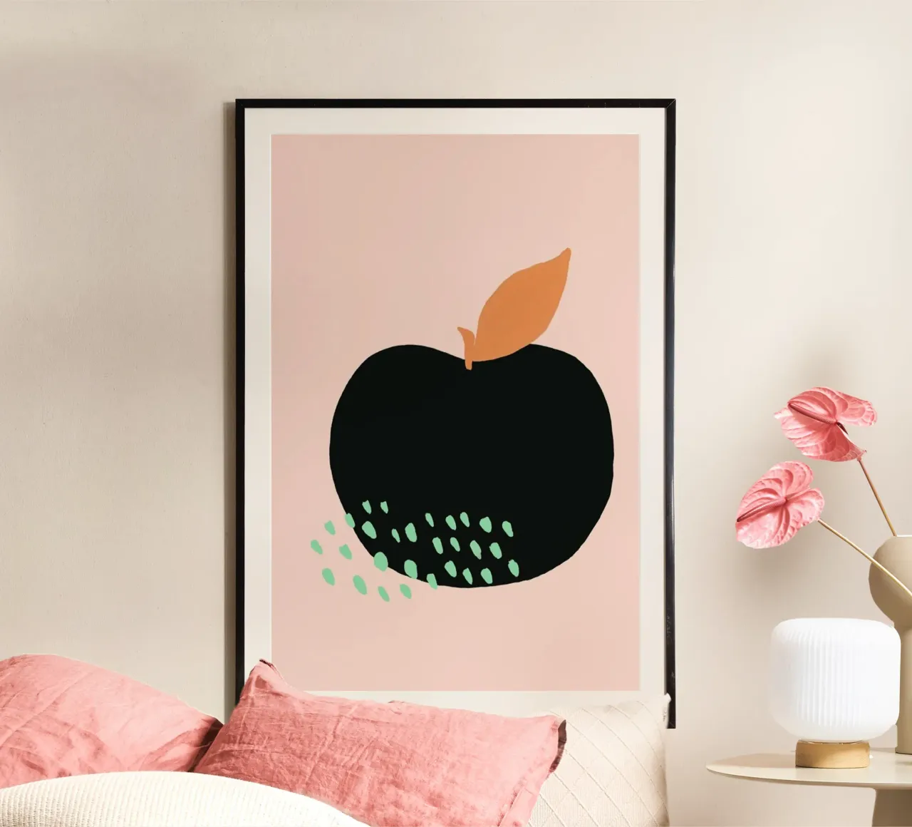 Joyful Fruits - Apple poster con telaio in plastica da Atelier Mave