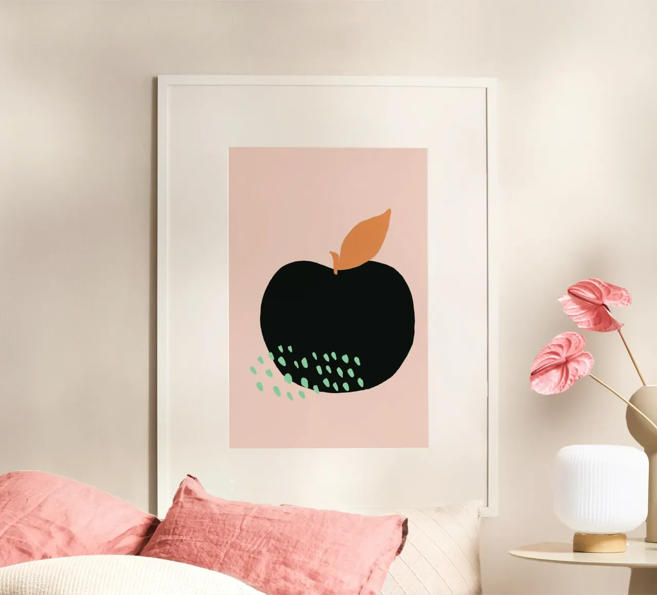 Joyful Fruits - Apple poster con telaio in plastica da Atelier Mave