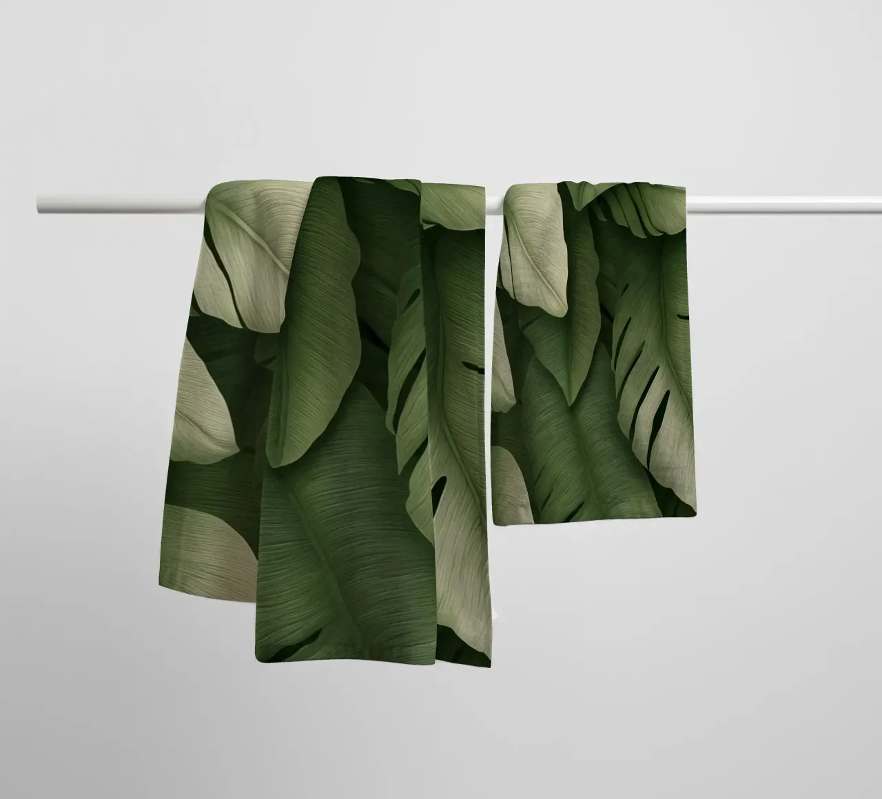 Contrasting Monstera towel by Carinaprint
