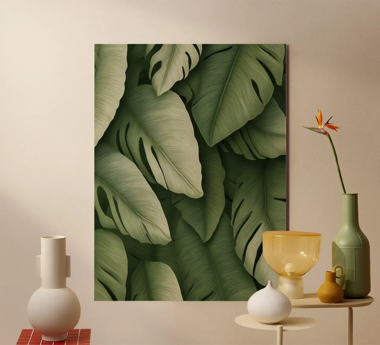Monstera in contrasto alluminio dibond da Carinaprint