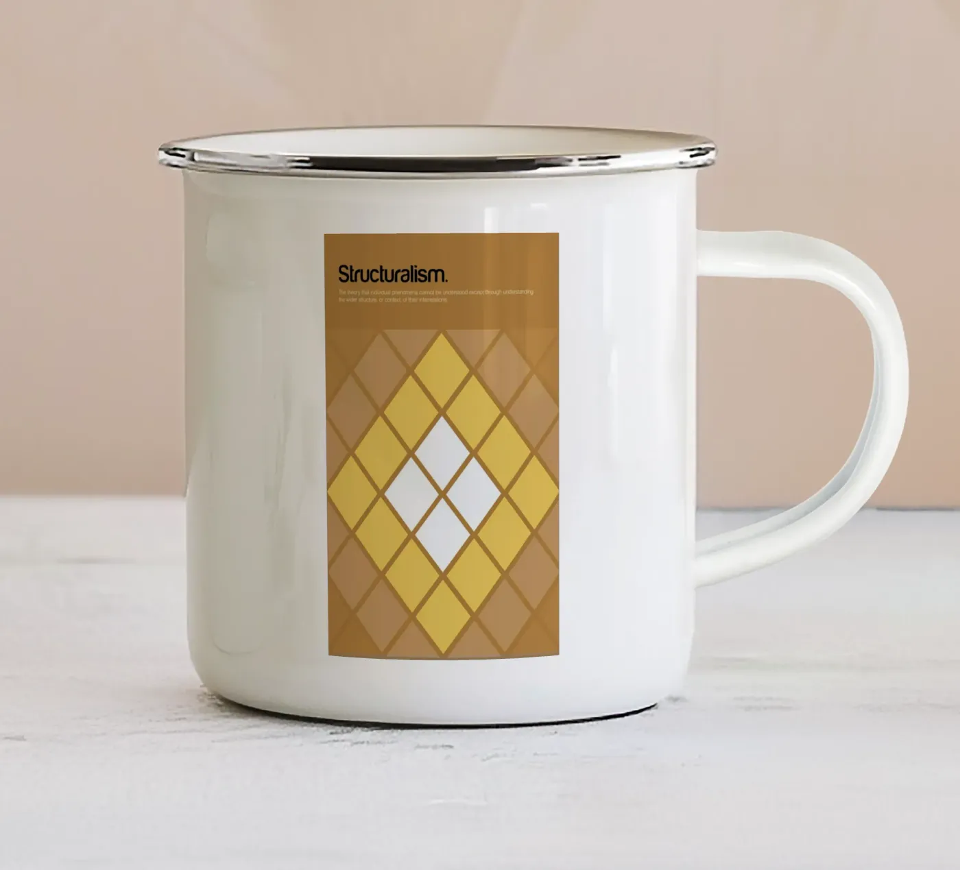 Structuralism enamel mug by Genís Carreras