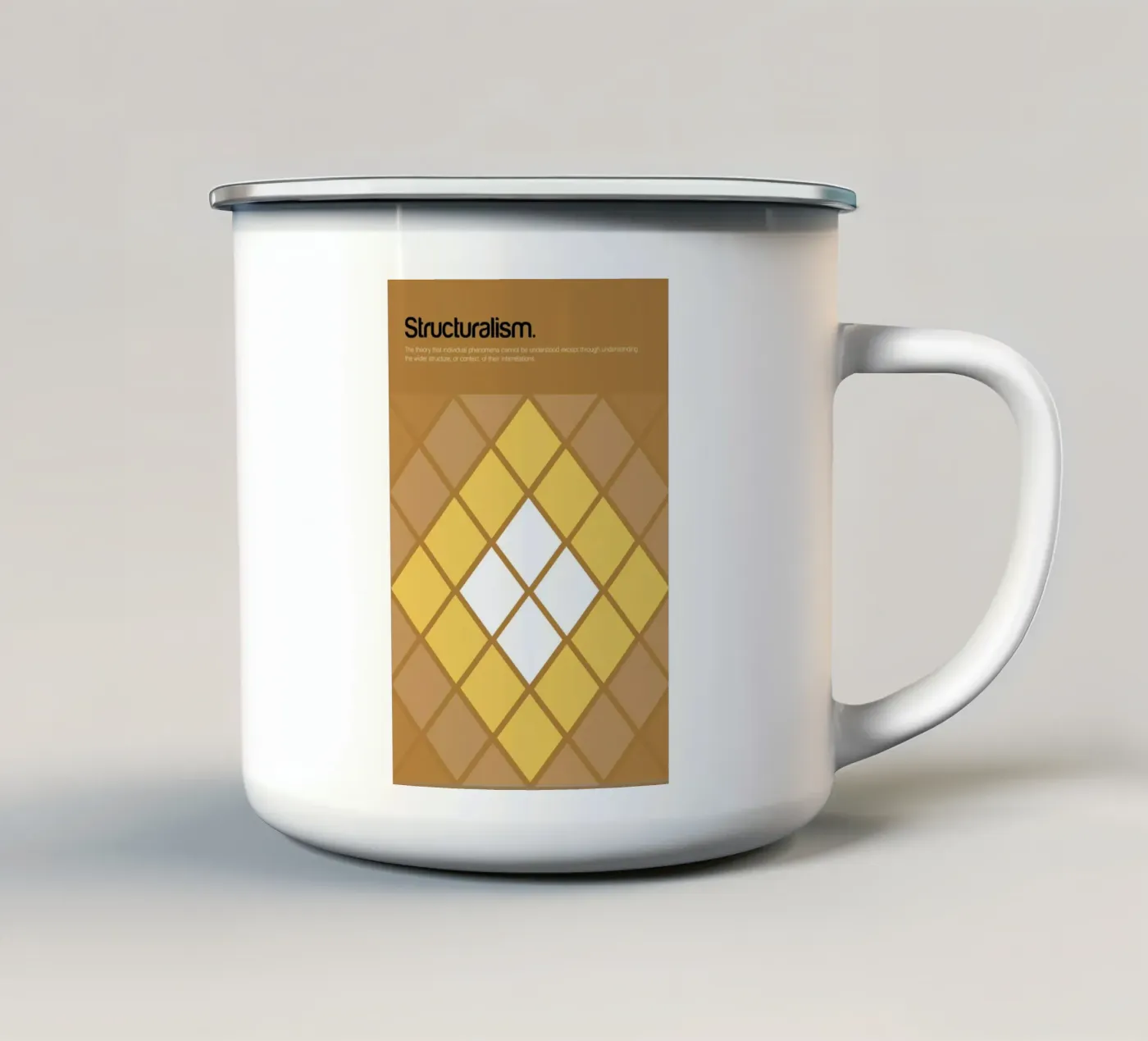 Structuralism enamel mug by Genís Carreras