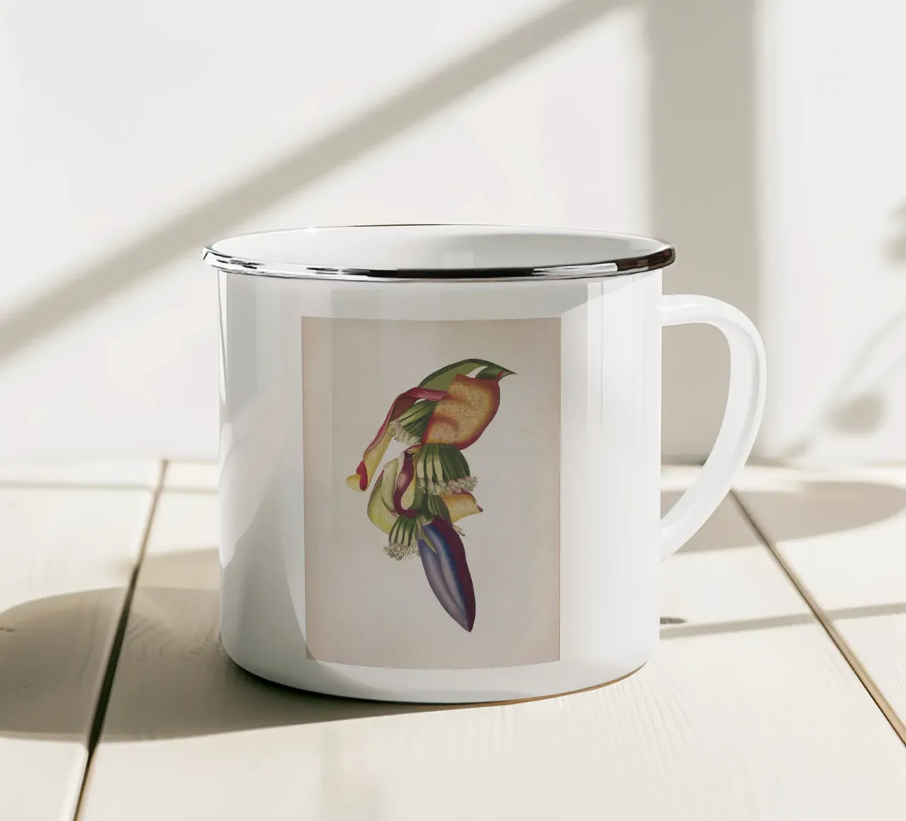 Vintage Ehret 3 Musae Spadix tazza in smalto da Vintage Print Collection