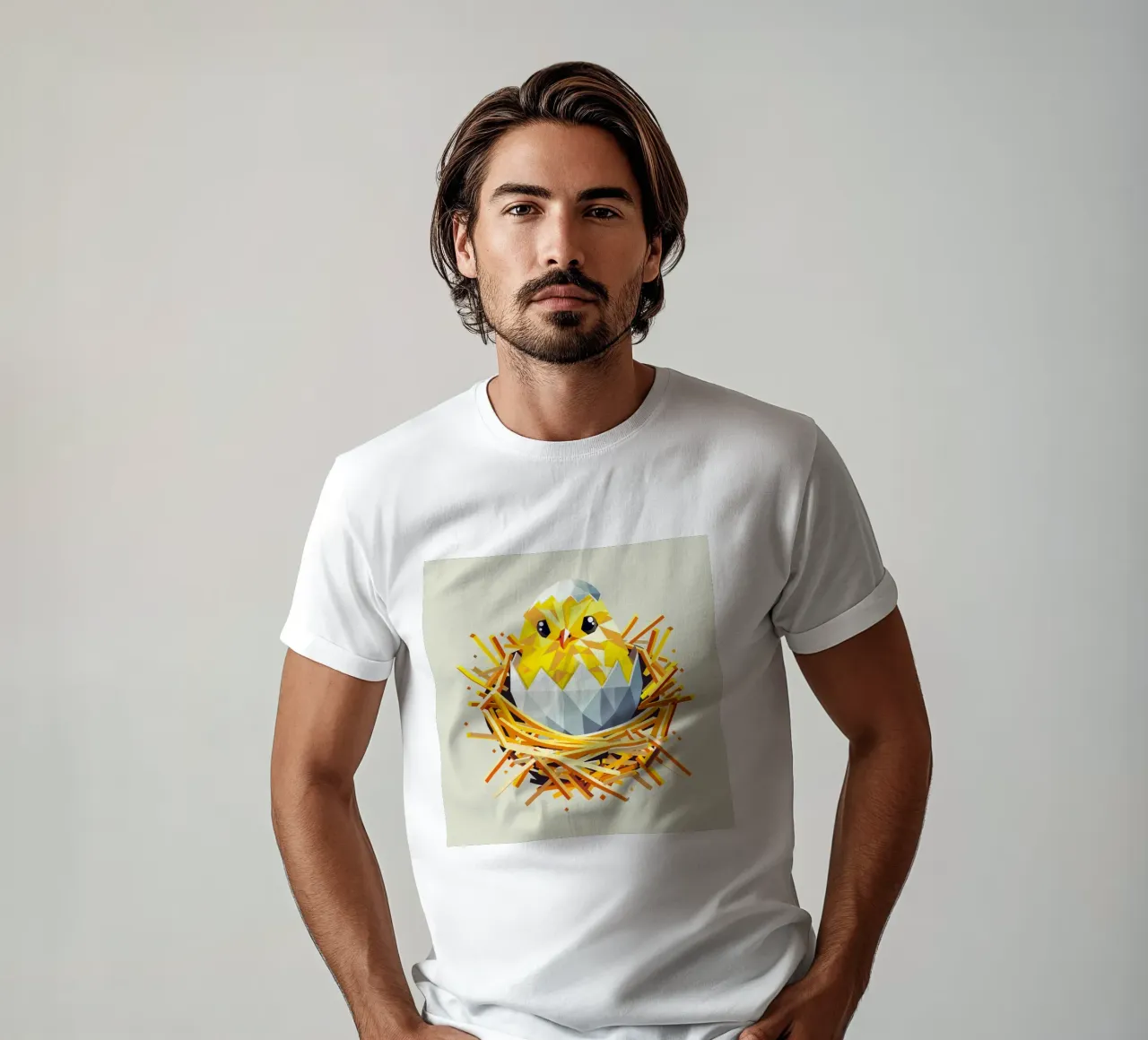 Pulcino geometrico in un nido - gioia pasquale e inizio della primavera t-shirt da namosh