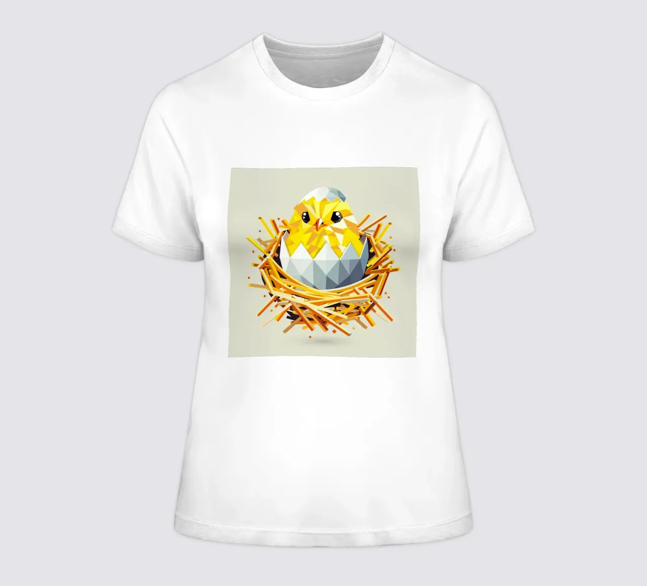 Geometric chick in a nest - Easter joy & the start of spring women's fitted t-shirt by namosh