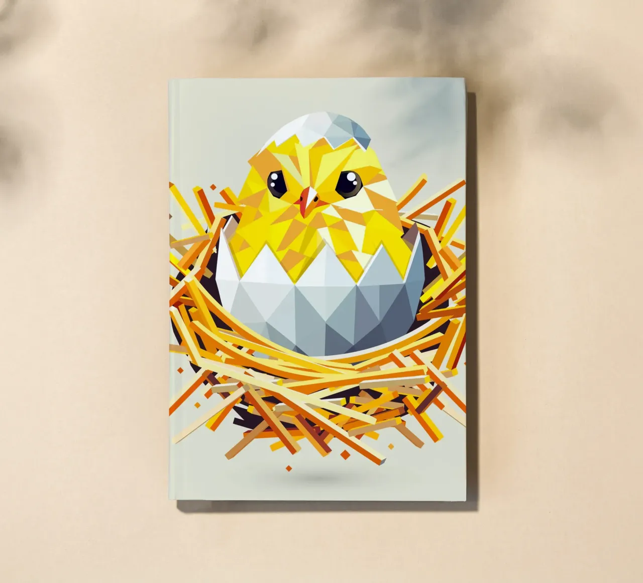Geometric chick in a nest - Easter joy & the start of spring notebook by namosh