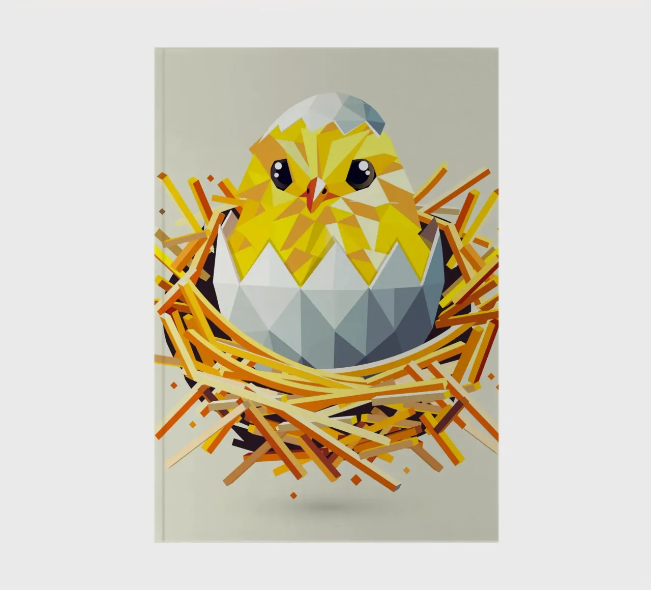 Geometric chick in a nest - Easter joy & the start of spring notebook by namosh