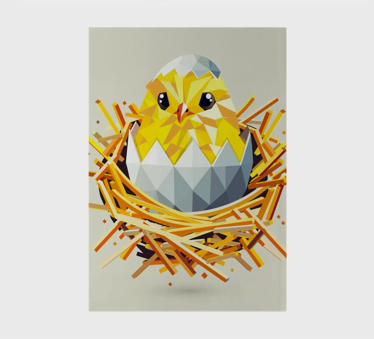 Geometric chick in a nest - Easter joy & the start of spring notebook by namosh