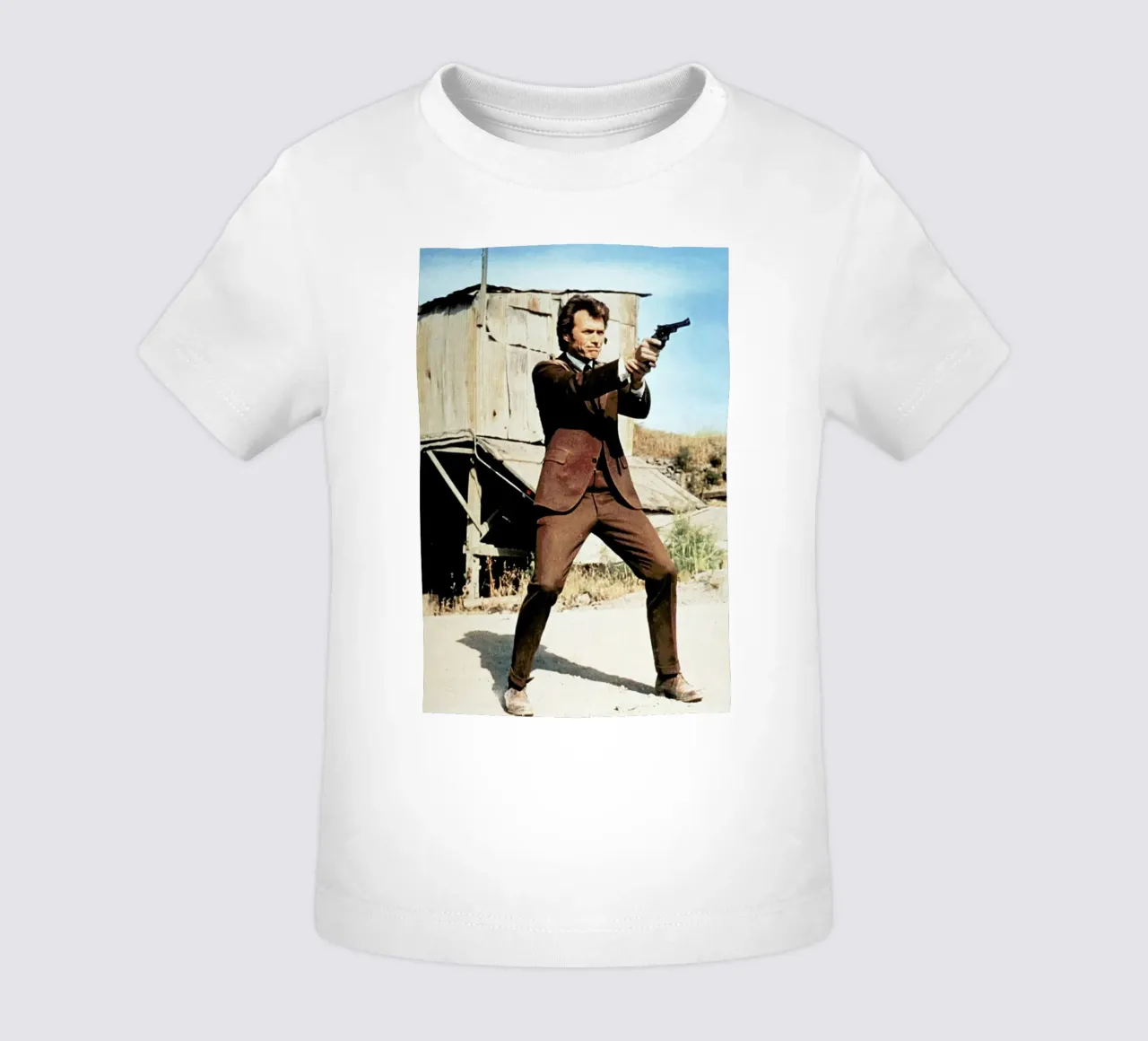 Clint Eastwood in 'Dirty Harry' maglietta neonato da Gallery Print and Art Limited