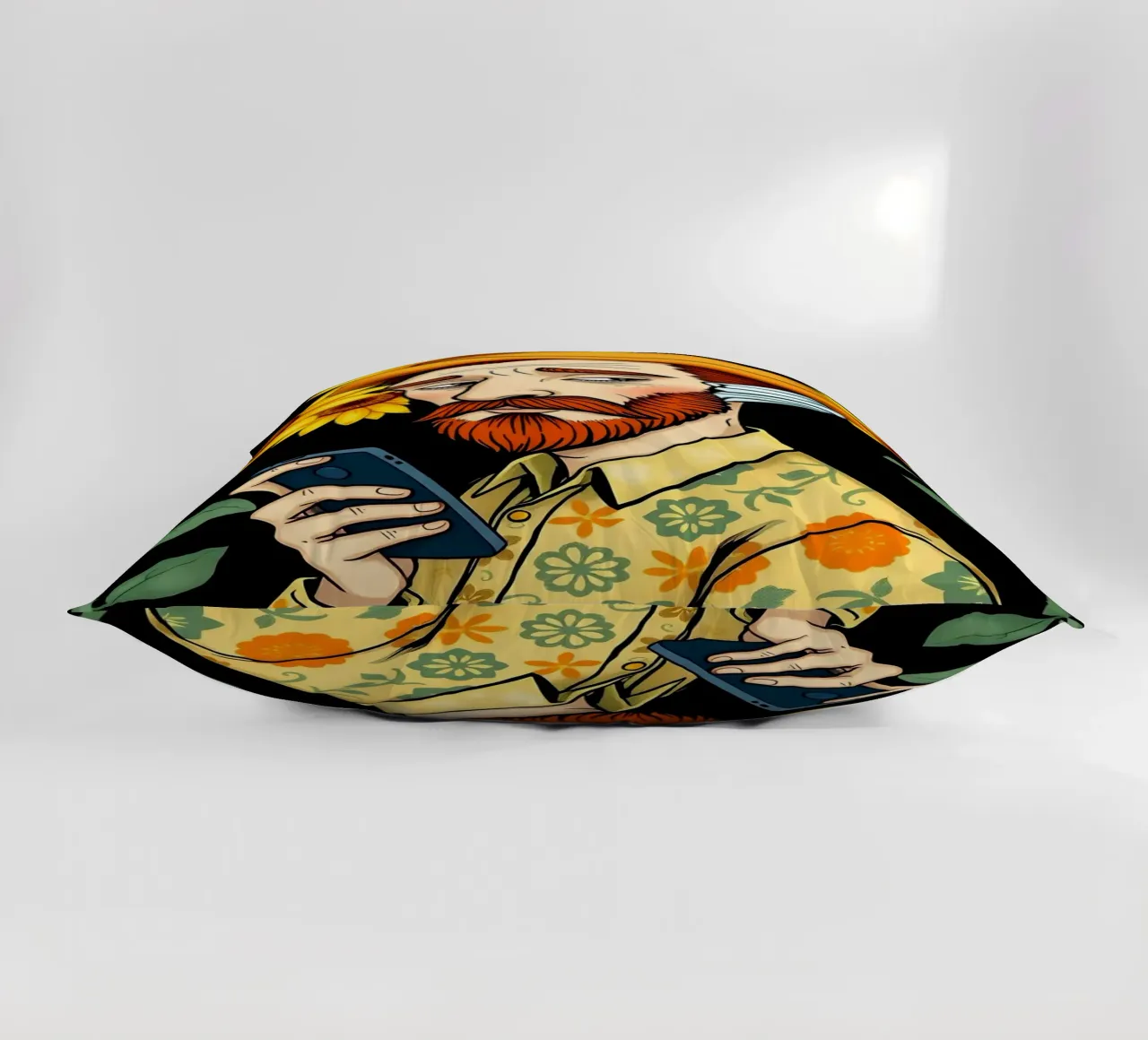 Vincent Van Gogh With Mobile Phone decorative cushion by COLLEEN CRAFTS