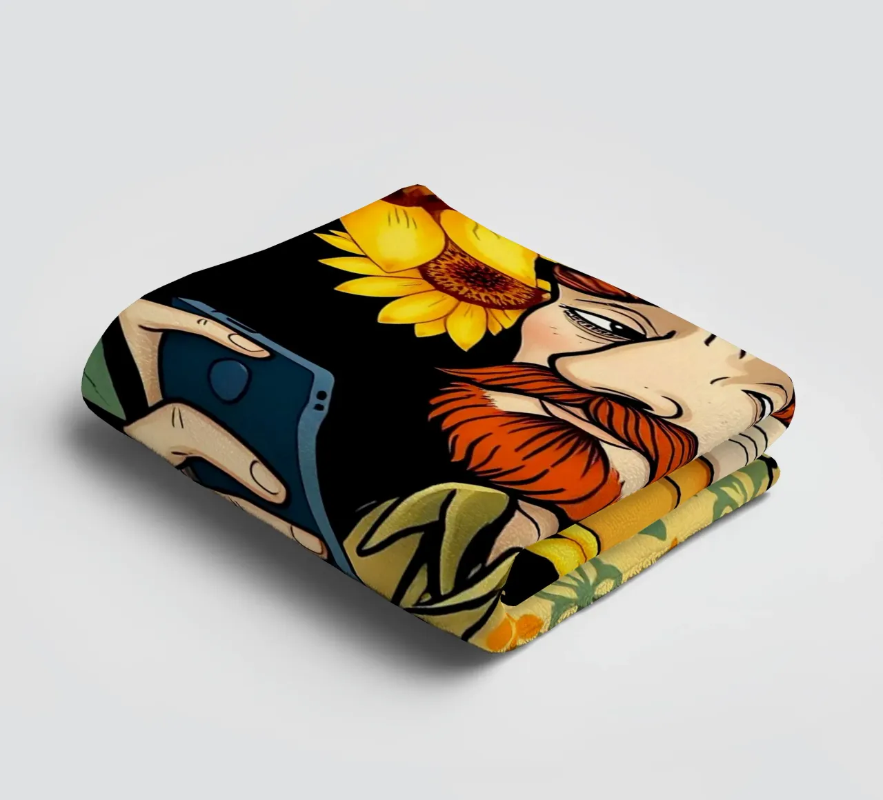 Vincent Van Gogh With Mobile Phone towel by COLLEEN CRAFTS