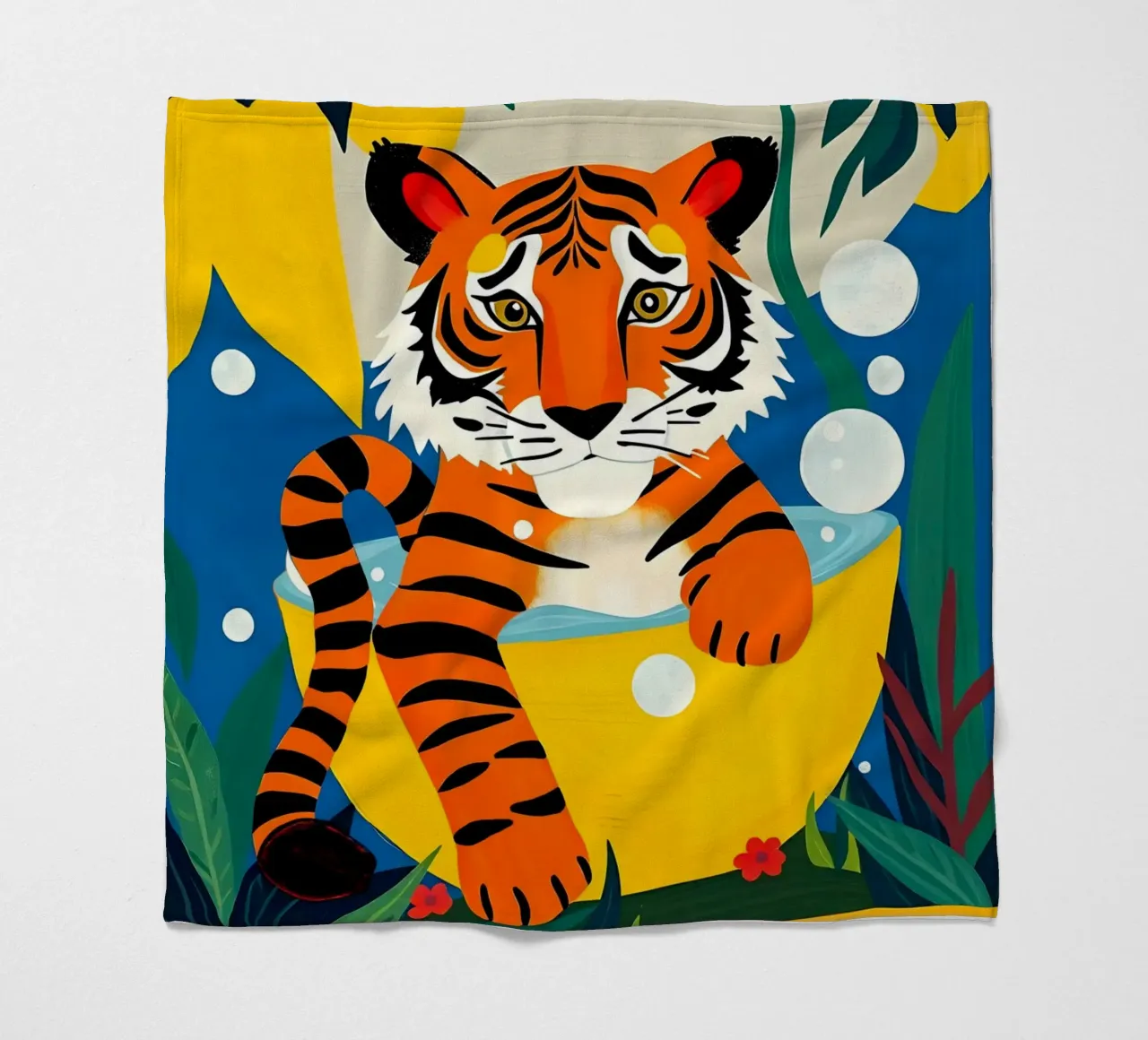 TIGER IM BAD Fleecedecke von ARTOMATIC