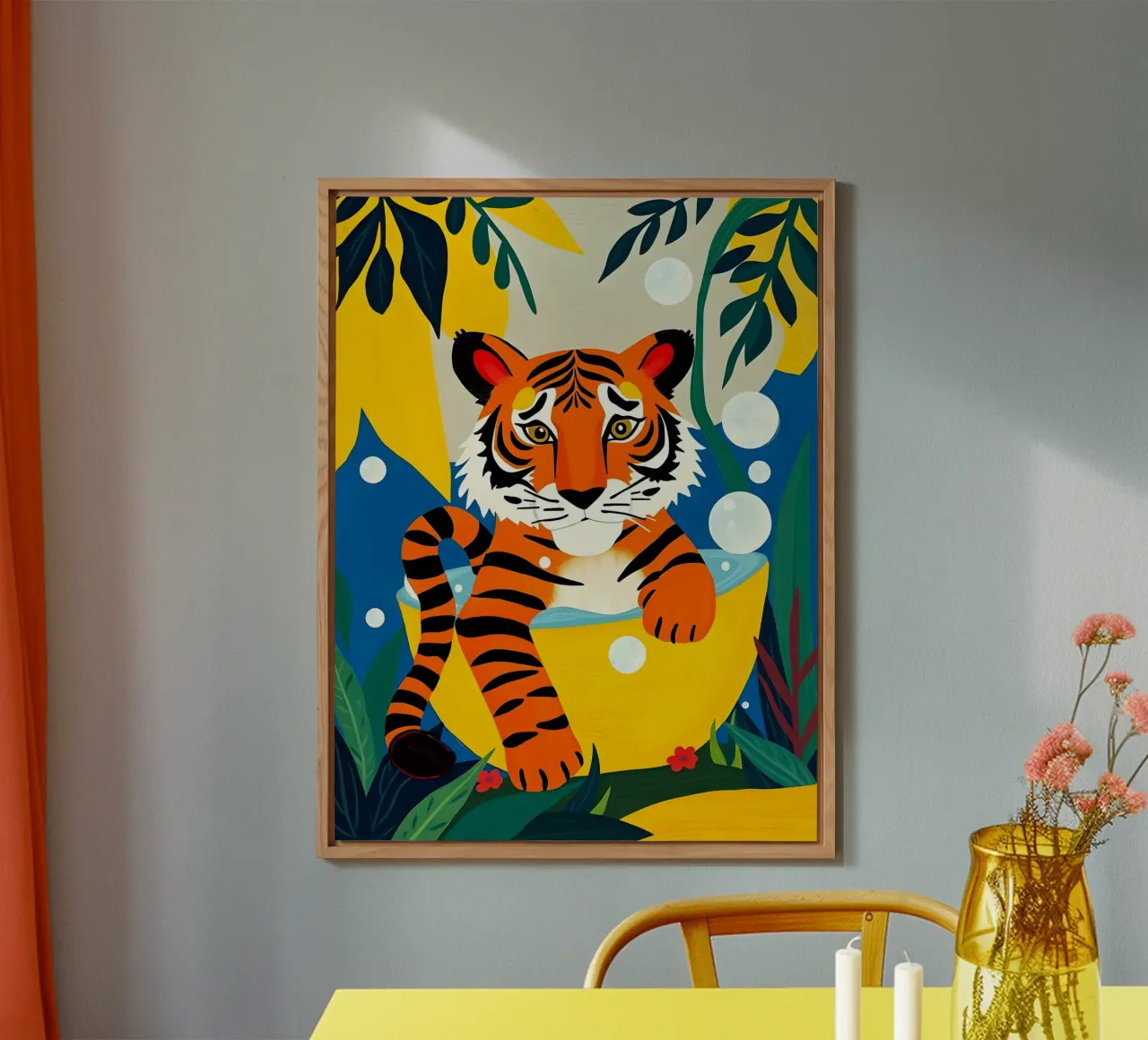 TIJGER IN BAD aluminium-dibond van ARTOMATIC