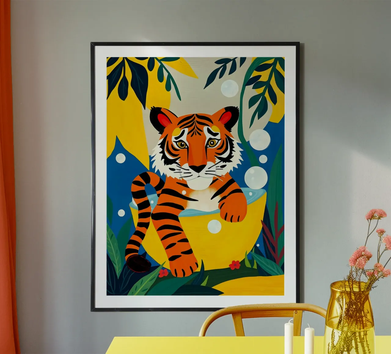 TIJGER IN BAD hahnemühle van ARTOMATIC