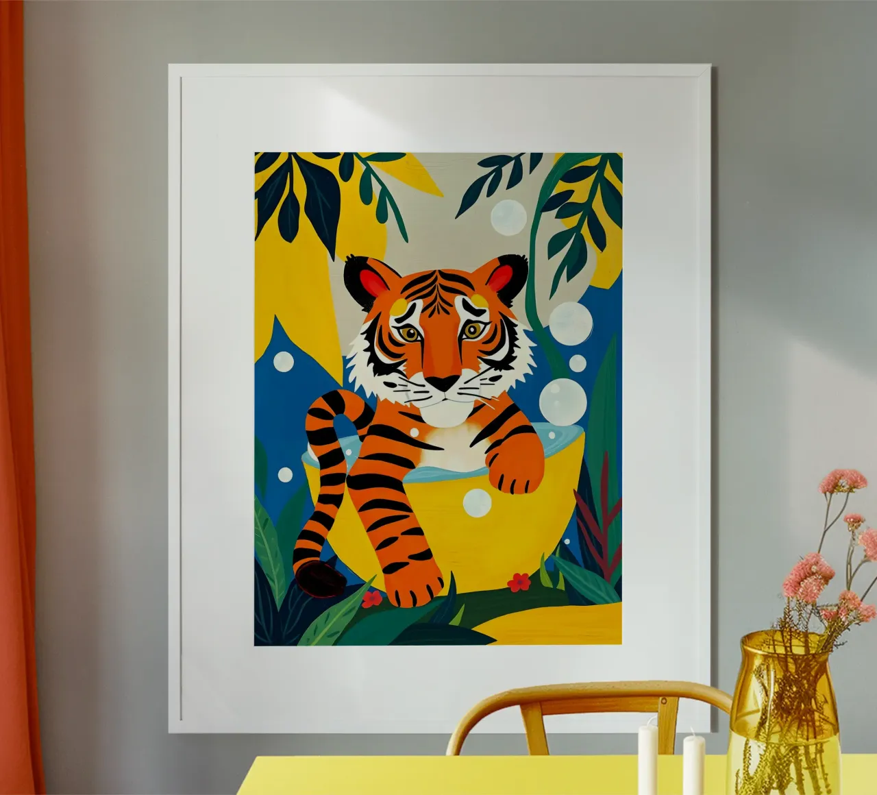 TIJGER IN BAD hahnemühle van ARTOMATIC
