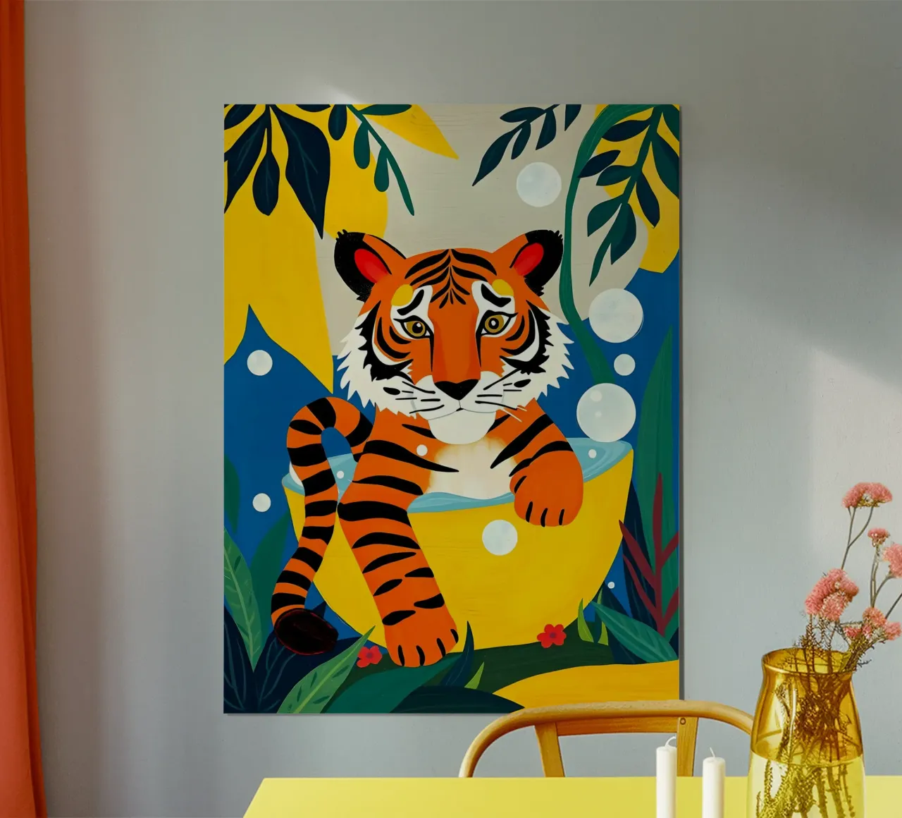 TIJGER IN BAD hahnemühle van ARTOMATIC