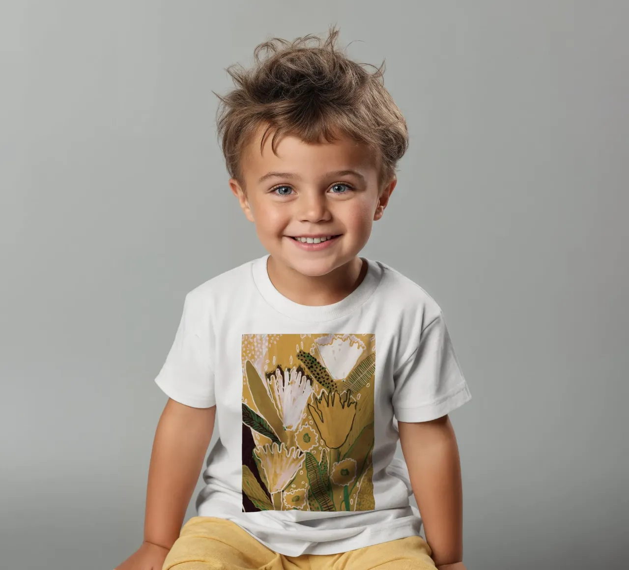 Magic Wildflowers / Yellow & Green kids t-shirt by Alisa Galitsyna