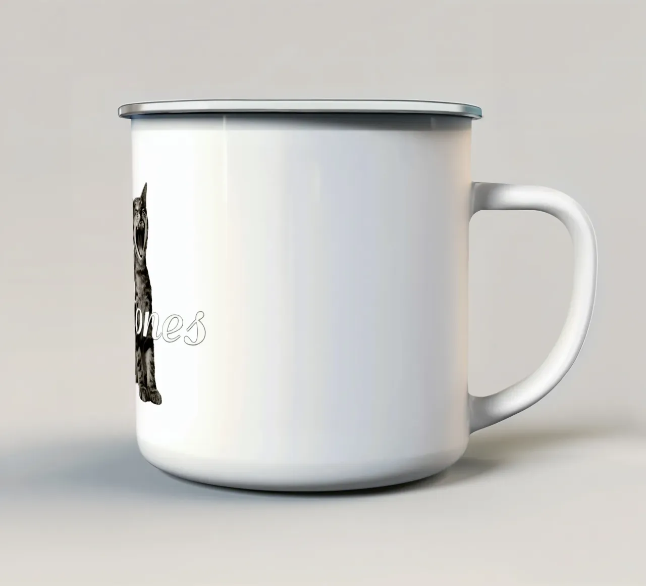 Gatto arrabbiato tazza in smalto da Musc-Fav