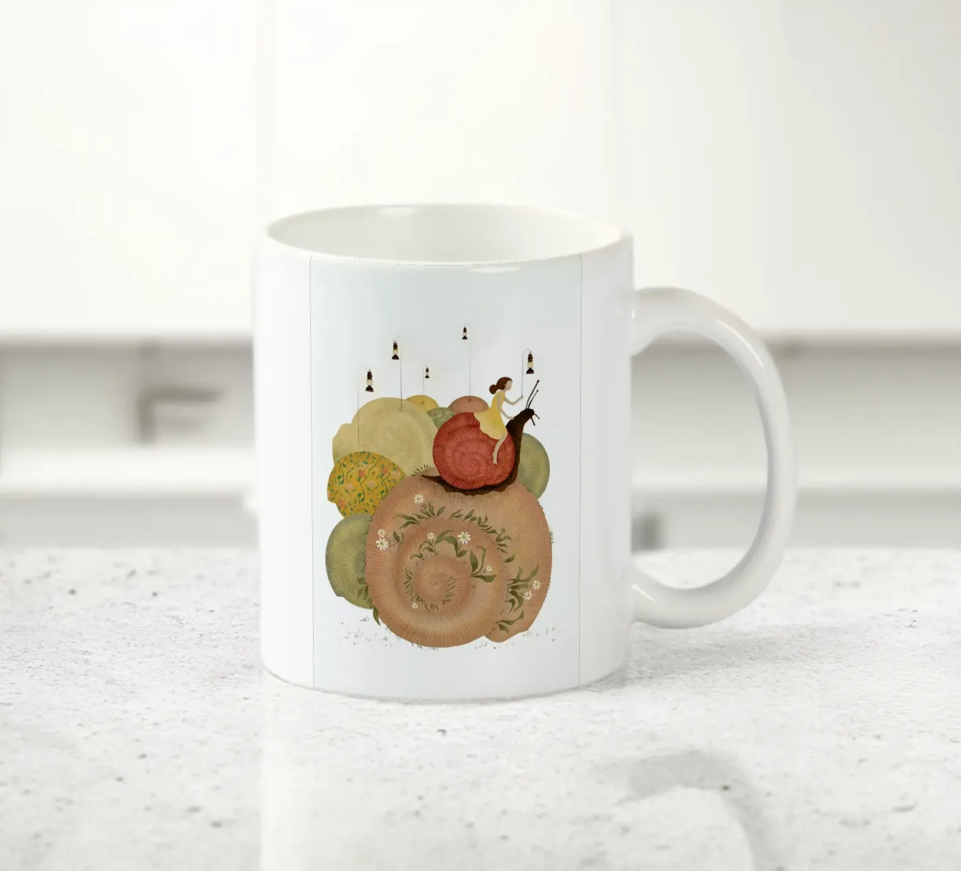 Snails ceramic mug by Amalia Restrepo