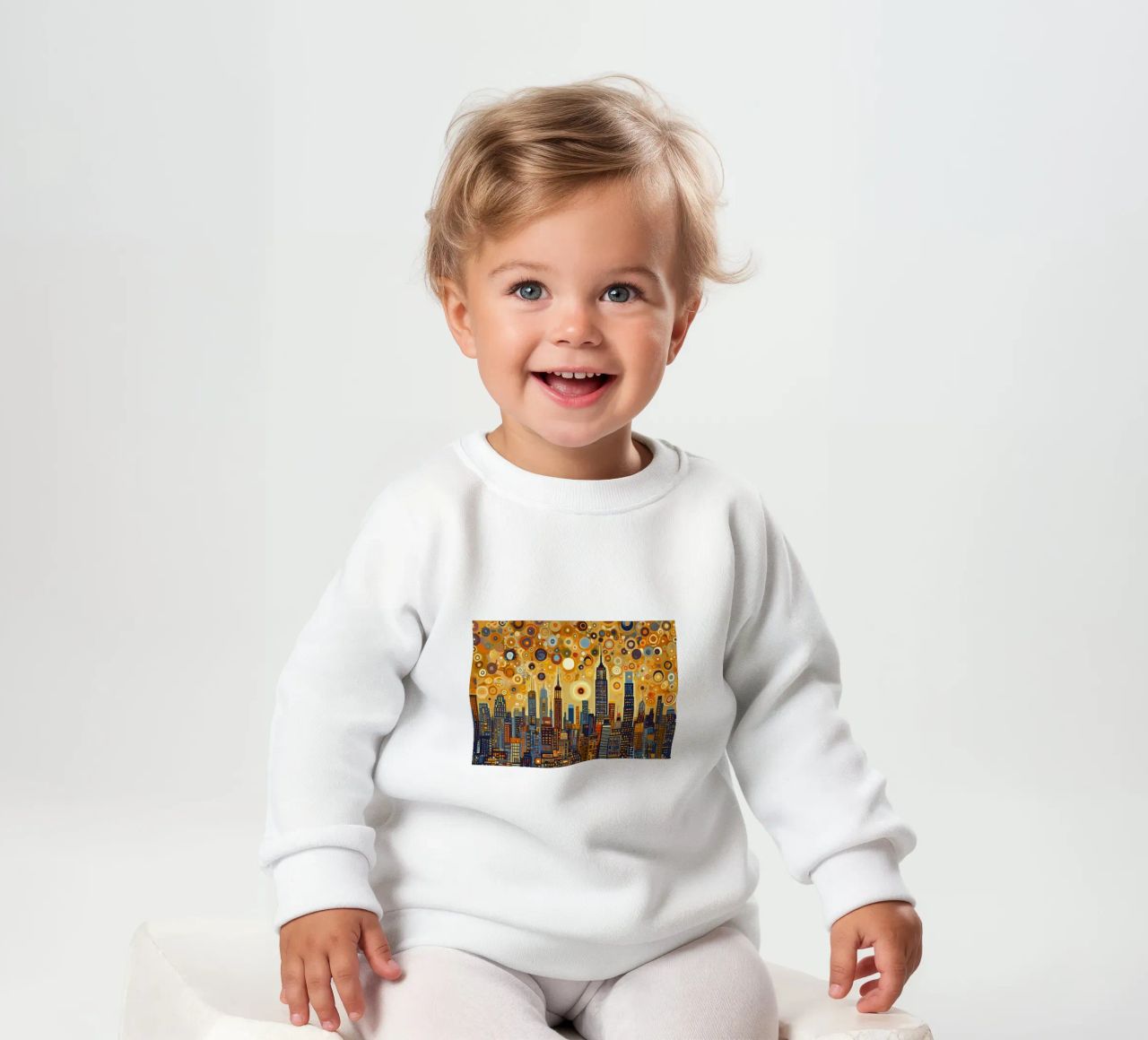 Noche estrellada NYC Skyline sudadera de bebé de Caeson