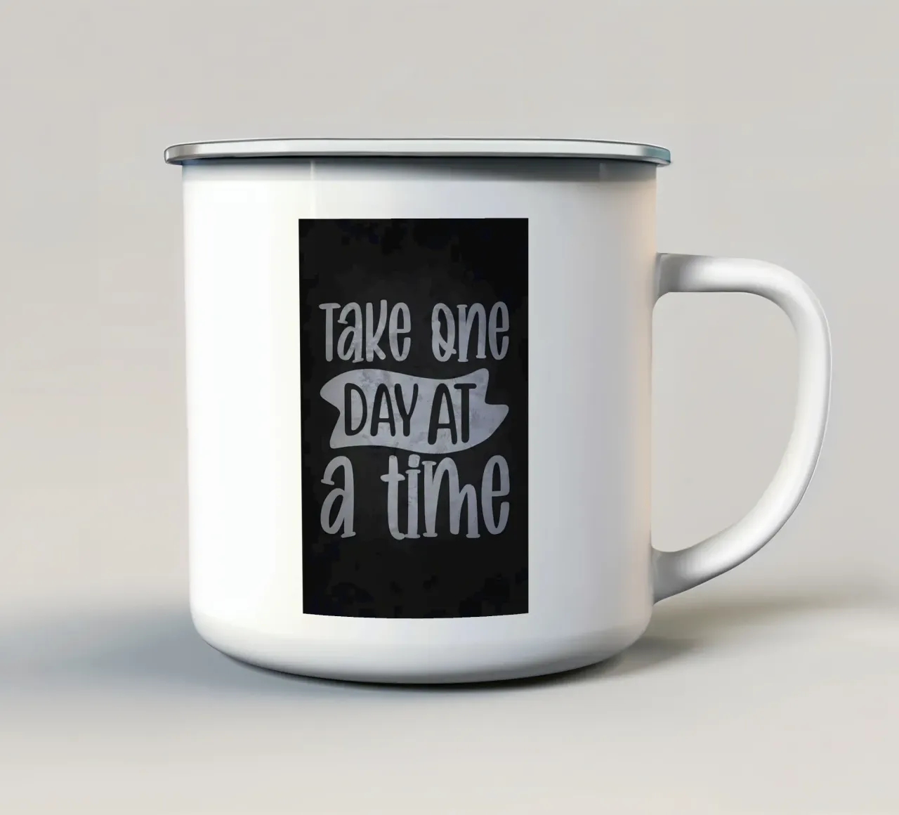 Einen Tag nach dem anderen nehmen Emaille Tasse von Raegen