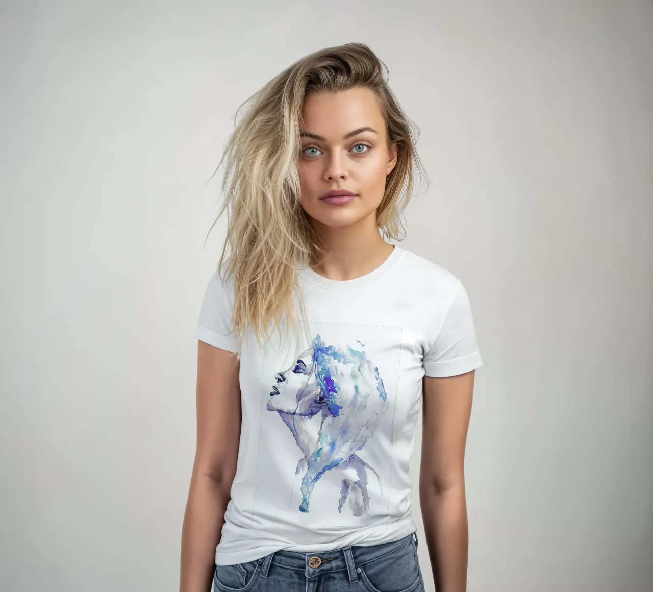 Blues women's fitted t-shirt by Larissa van der Laan