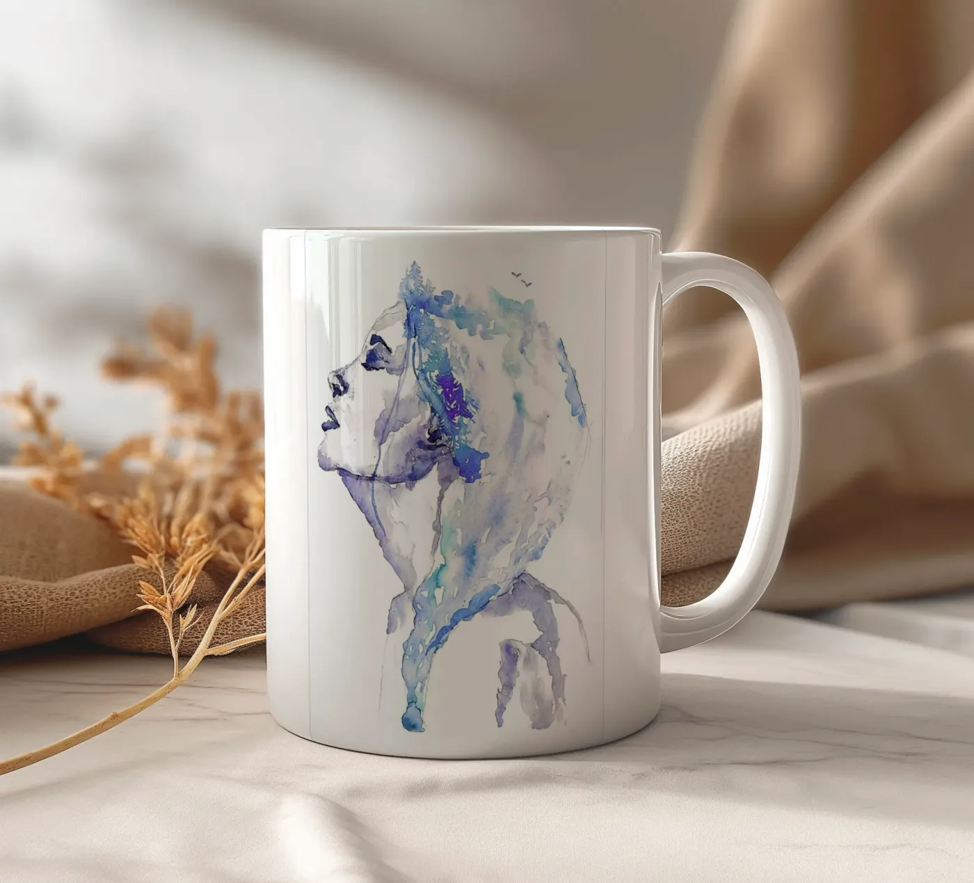 Blues ceramic mug by Larissa van der Laan
