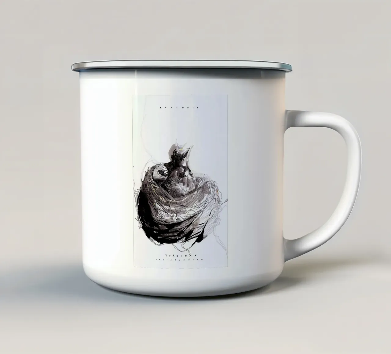 Nest enamel mug by Mala Alani