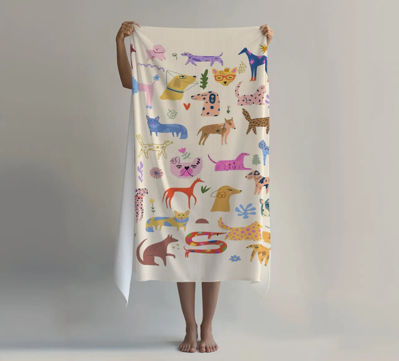 Dog Heaven beach towel by Rose Beck Art