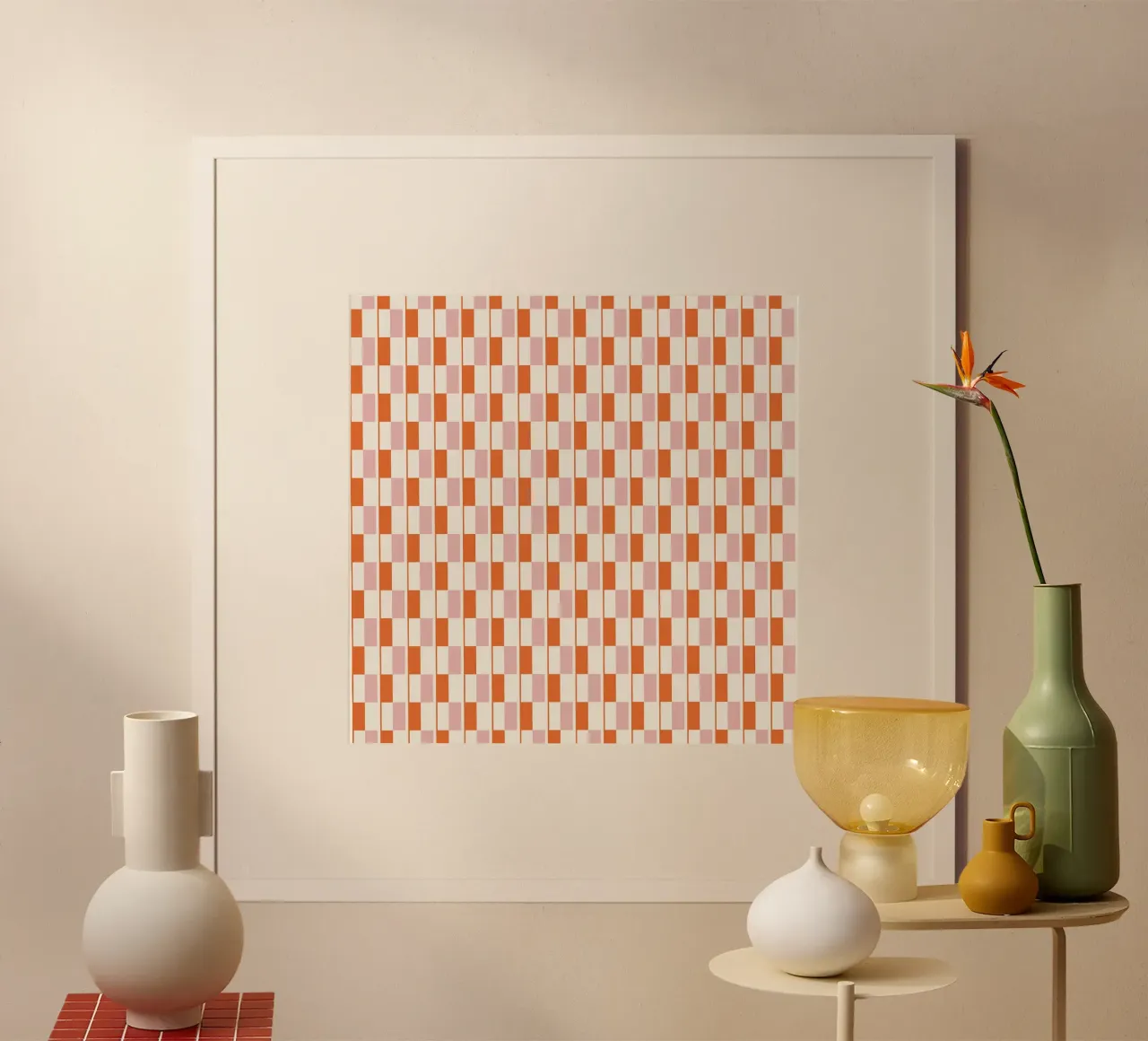 Seamless geometrical pattern in orange and pink hahnemühle by Little Dean