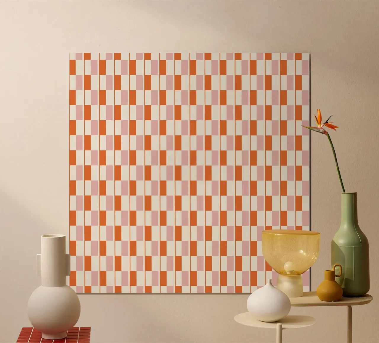 Seamless geometrical pattern in orange and pink hahnemühle by Little Dean