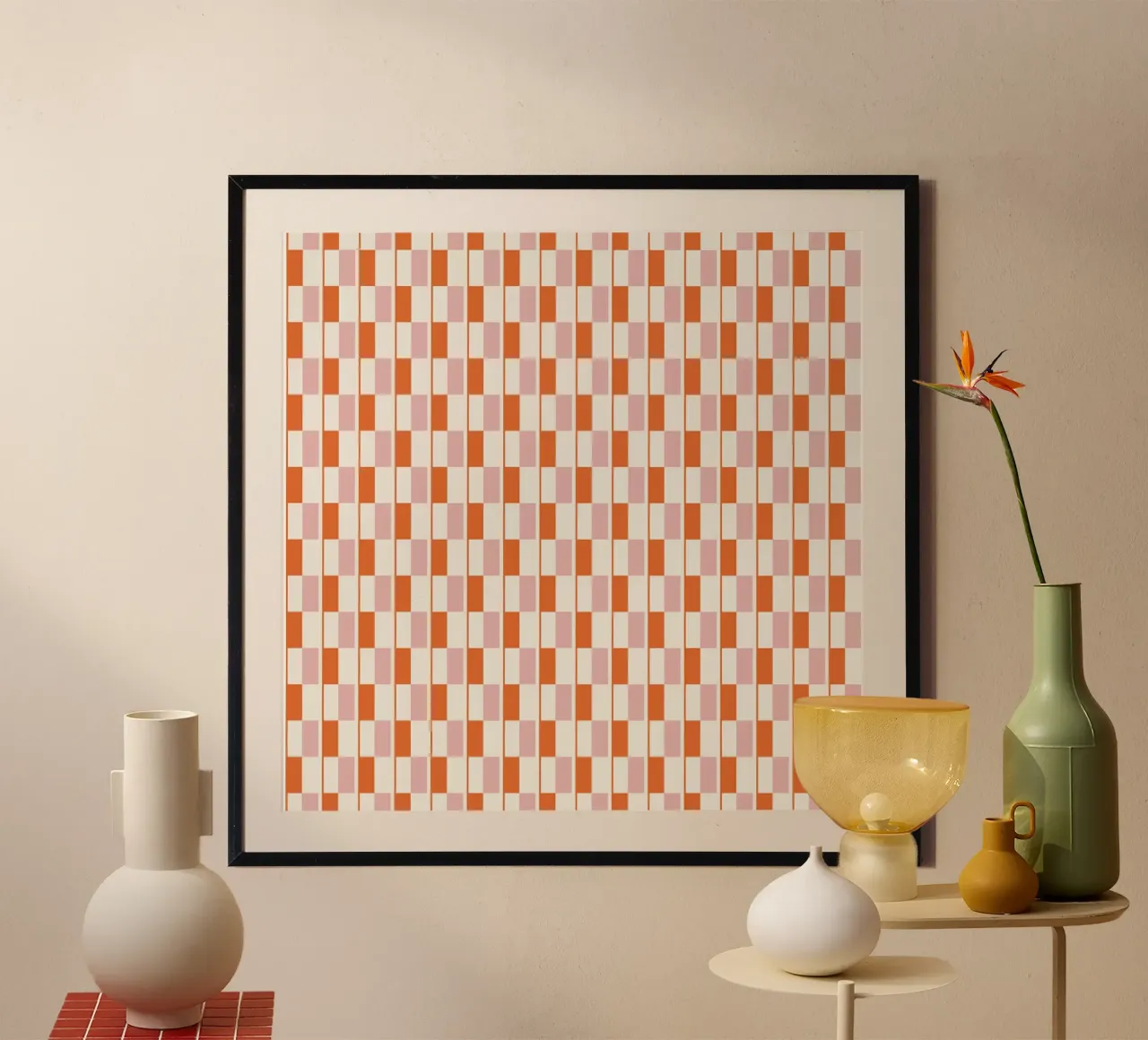 Seamless geometrical pattern in orange and pink hahnemühle by Little Dean
