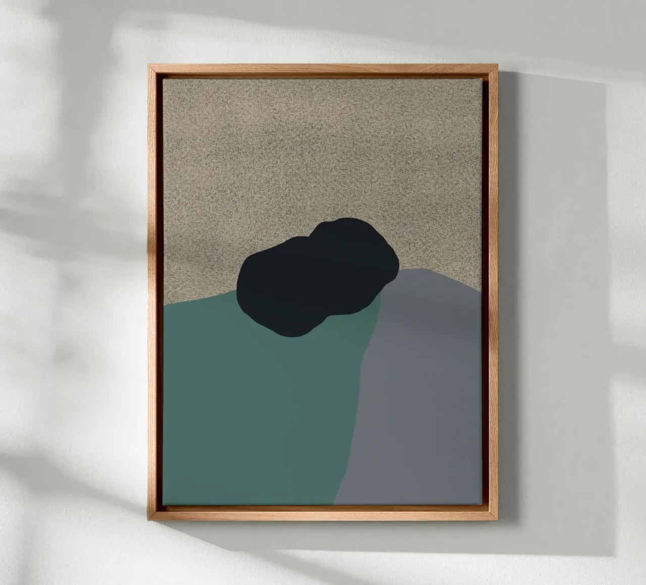Zwarte steen canvas met Baklijst van Little Dean