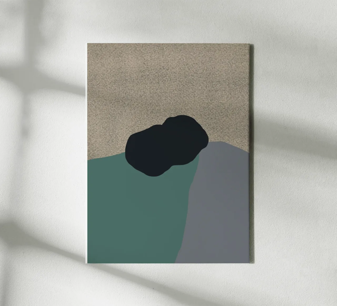 Zwarte steen canvas met Baklijst van Little Dean