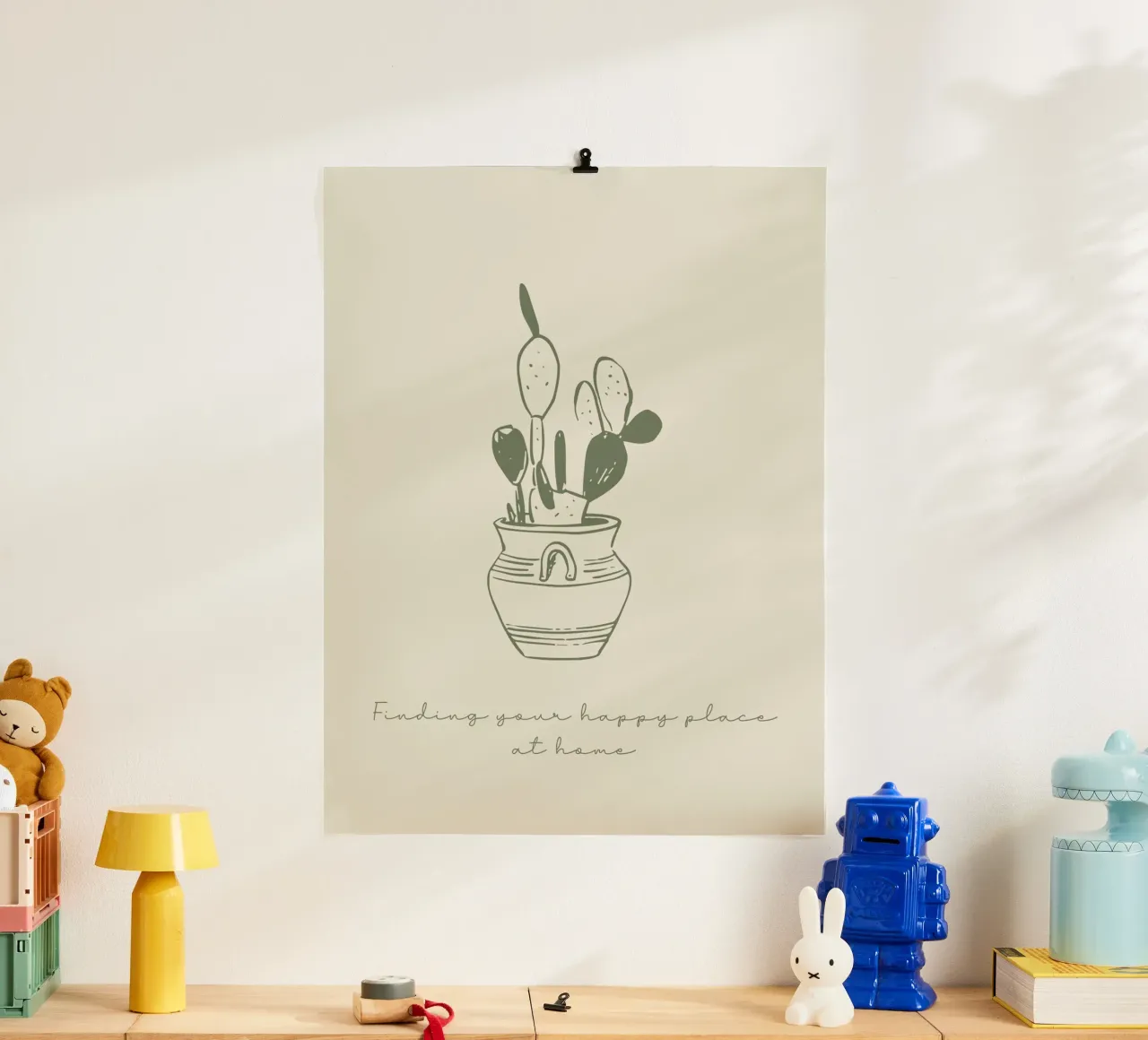 Trovare il proprio luogo felice in casa - Cactus poster da Peaches Art Prints