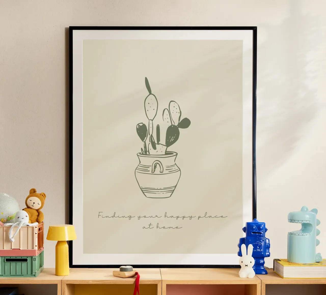Trovare il proprio luogo felice in casa - Cactus poster da Peaches Art Prints