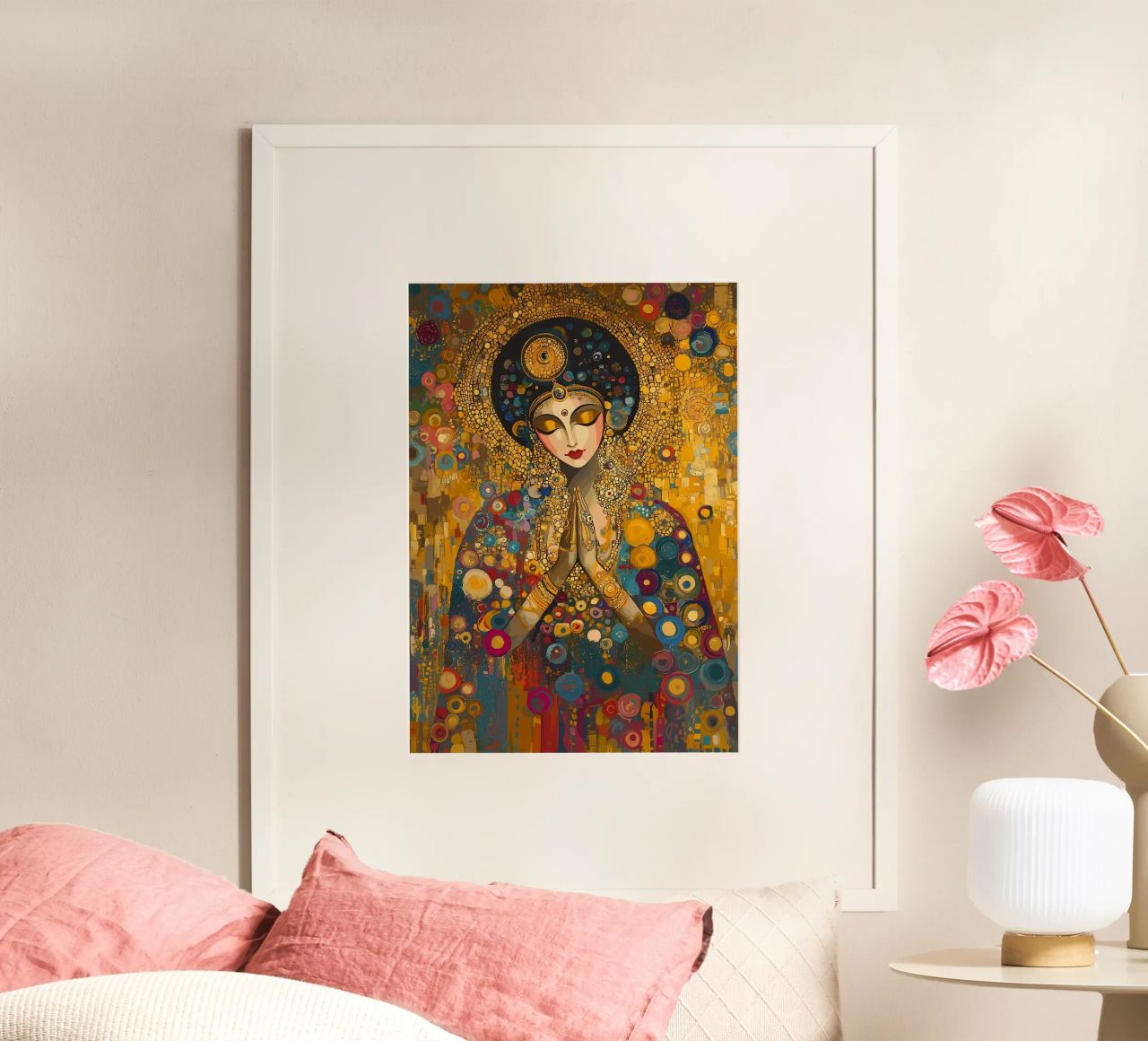Golden Woman in Prayer poster by Caeson