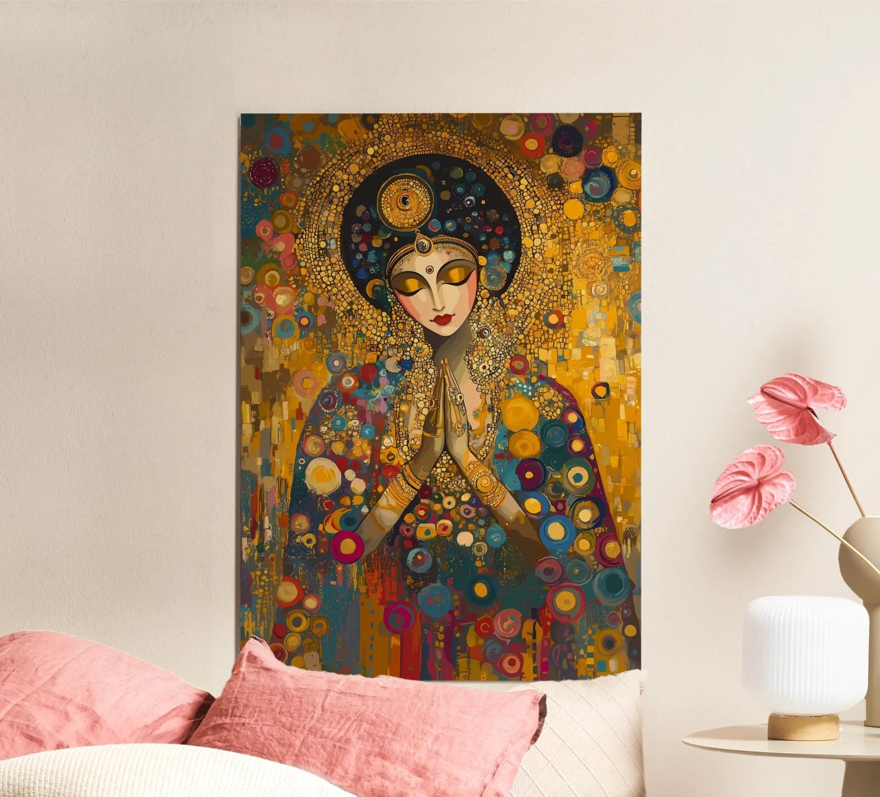 Golden Woman in Prayer poster by Caeson