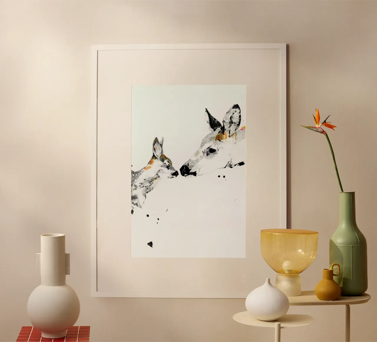 Deers poster con telaio in alluminio da Mala Alani