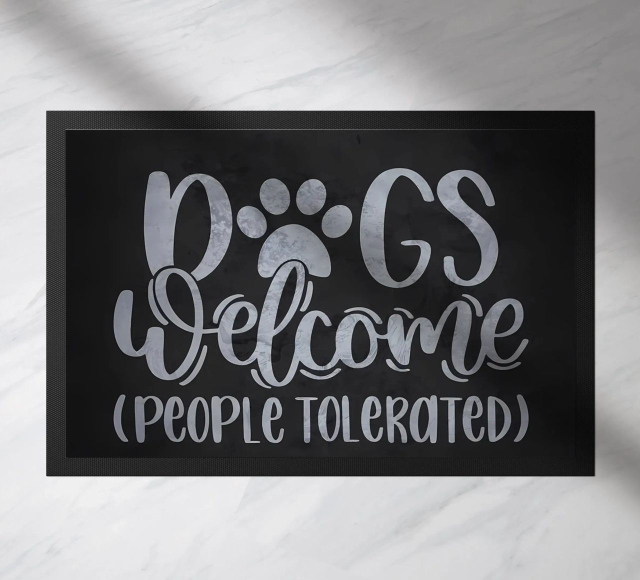 Dogs Welcome vs People doormat by Raegen