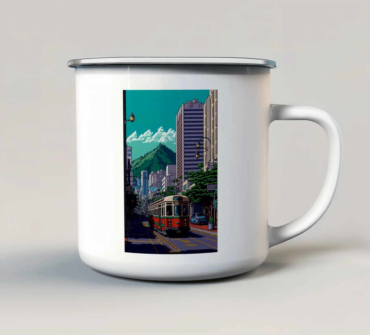 Wellington Pixel art tazza in smalto da Bernotas