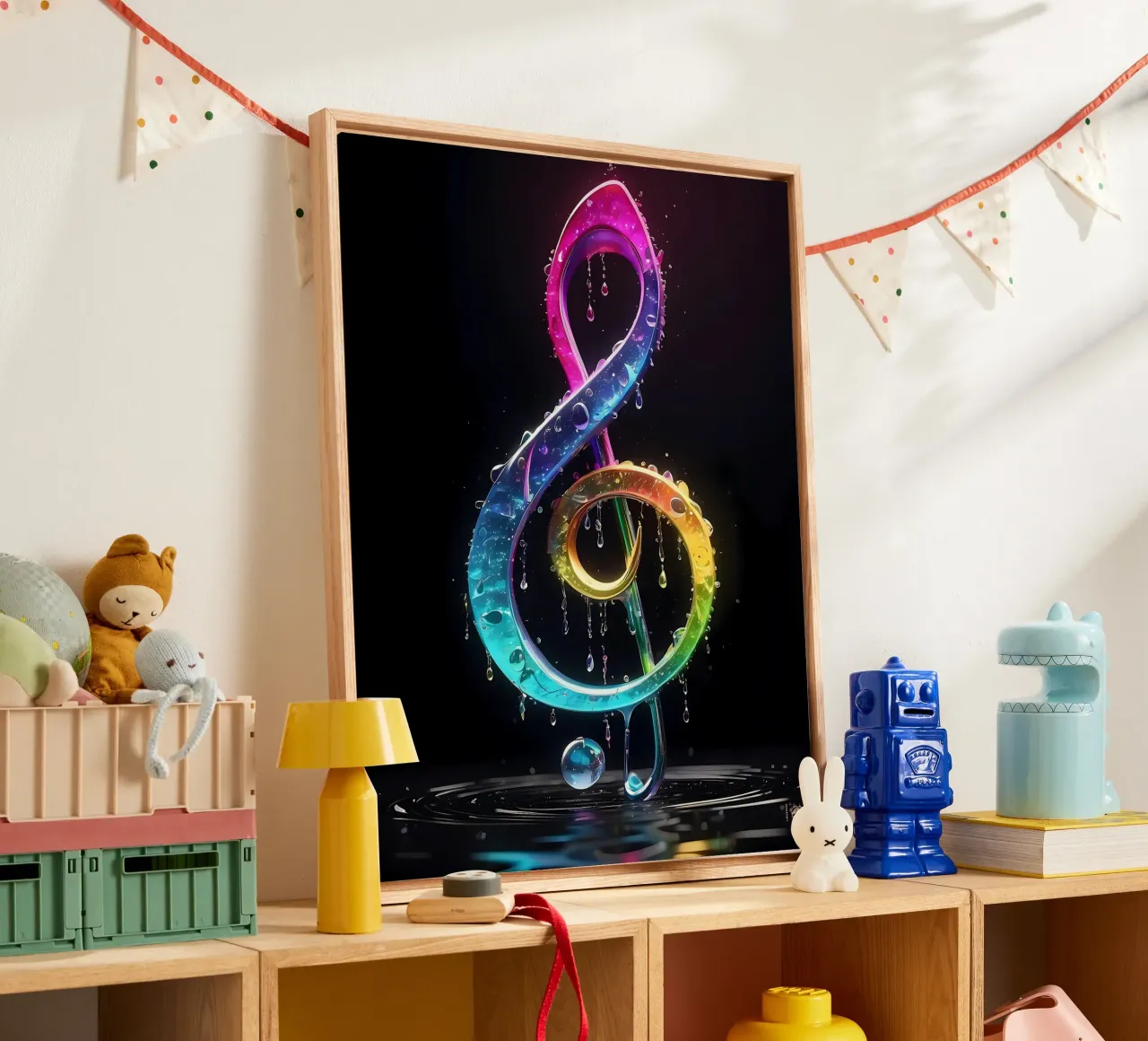 Gocce musicali colorate tela con Cornice a cassetta da LM2KONE