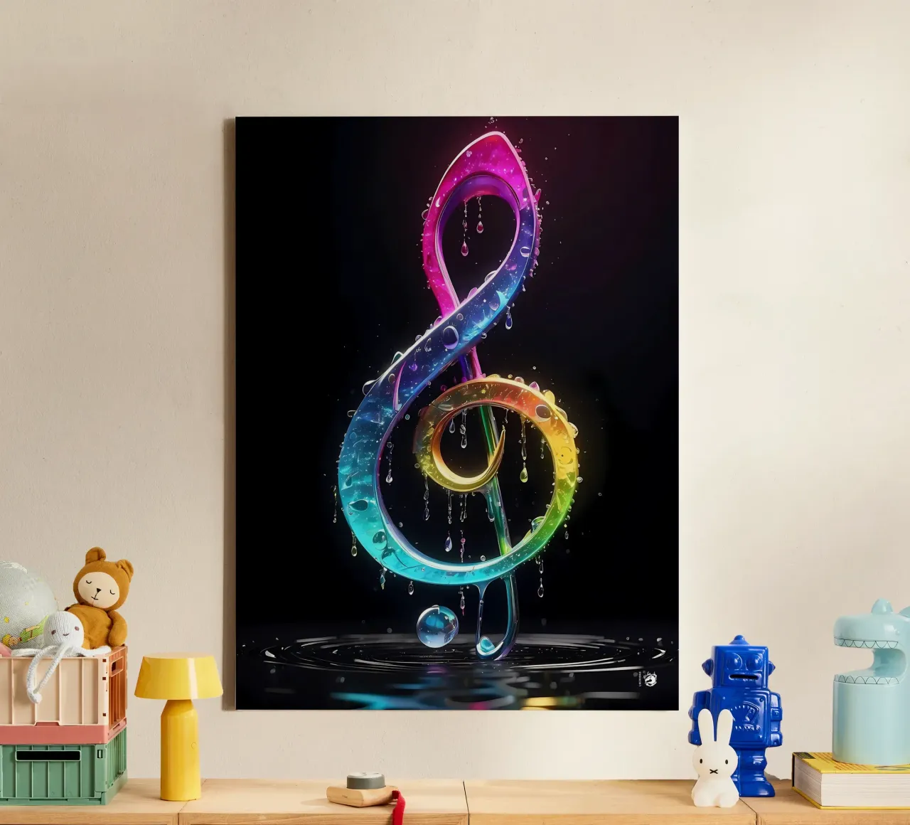 Gocce musicali colorate tela con Cornice a cassetta da LM2KONE