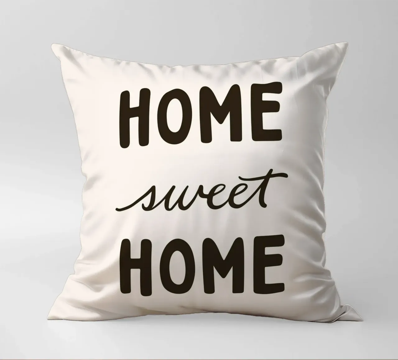 Home Sweet Home Beige | Modern stylish lettering design decorative cushion by Kathrin Woo Design