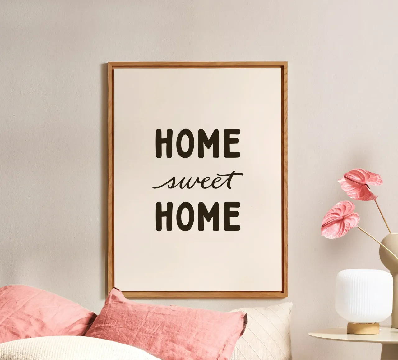 Home Sweet Home Beige | Modern stylish lettering design forex plate by Kathrin Woo Design